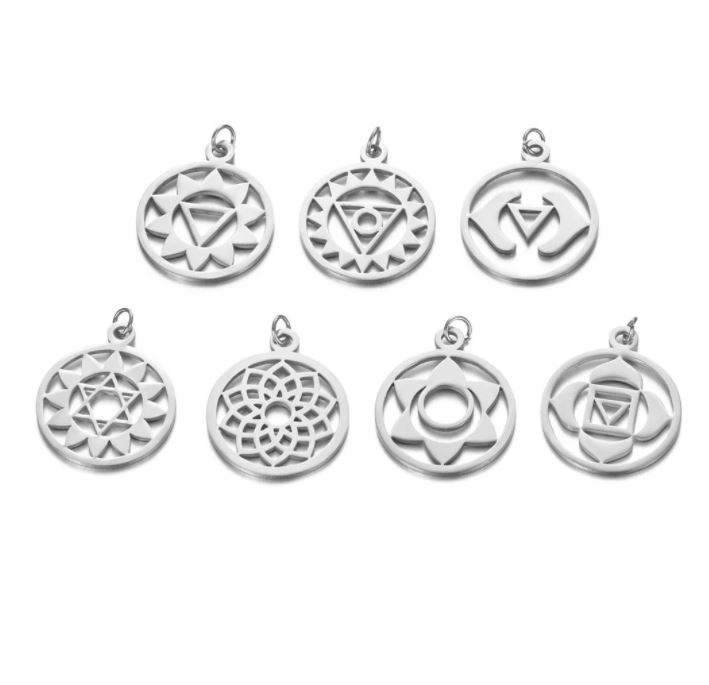 Set de pendentif chakras acier - 3 couleurs