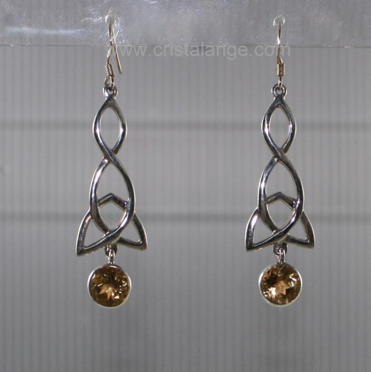 Cristalange, bijouterie de vente en ligne de bijoux avec pierres fines, vous présente ces boucles d'oreilles en argent avec des citrines facettées, pierres jaunes