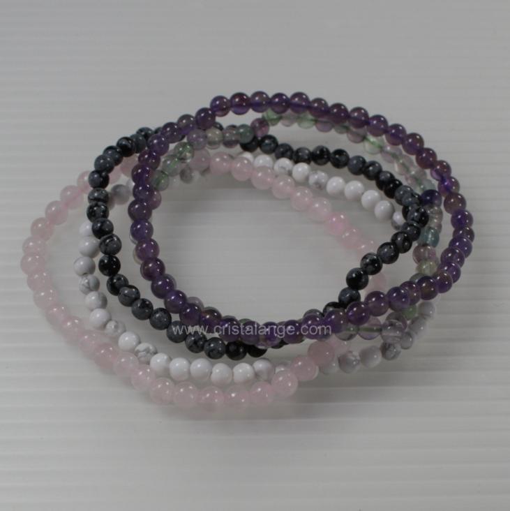 Plusieurs bracelets avec des pierre blanche, pierre rose, pierre noire et pierre violette pour bénéficier du pouvoir des pierres en lithothérapie. Découvrez tous les bijoux cristalange.