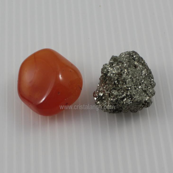 Cornaline & Pyrite (pierres roulées)