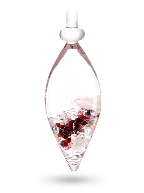 Elixir Amour et Sensualité avec quartz rose, grenat et cristal de roche