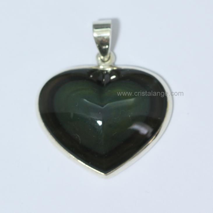 Ce bijou est un pendentif en obsidienne oeil céleste, pierre noire naturelle idéale en lithothérapie. Bijoux pierres fines cristalange.com